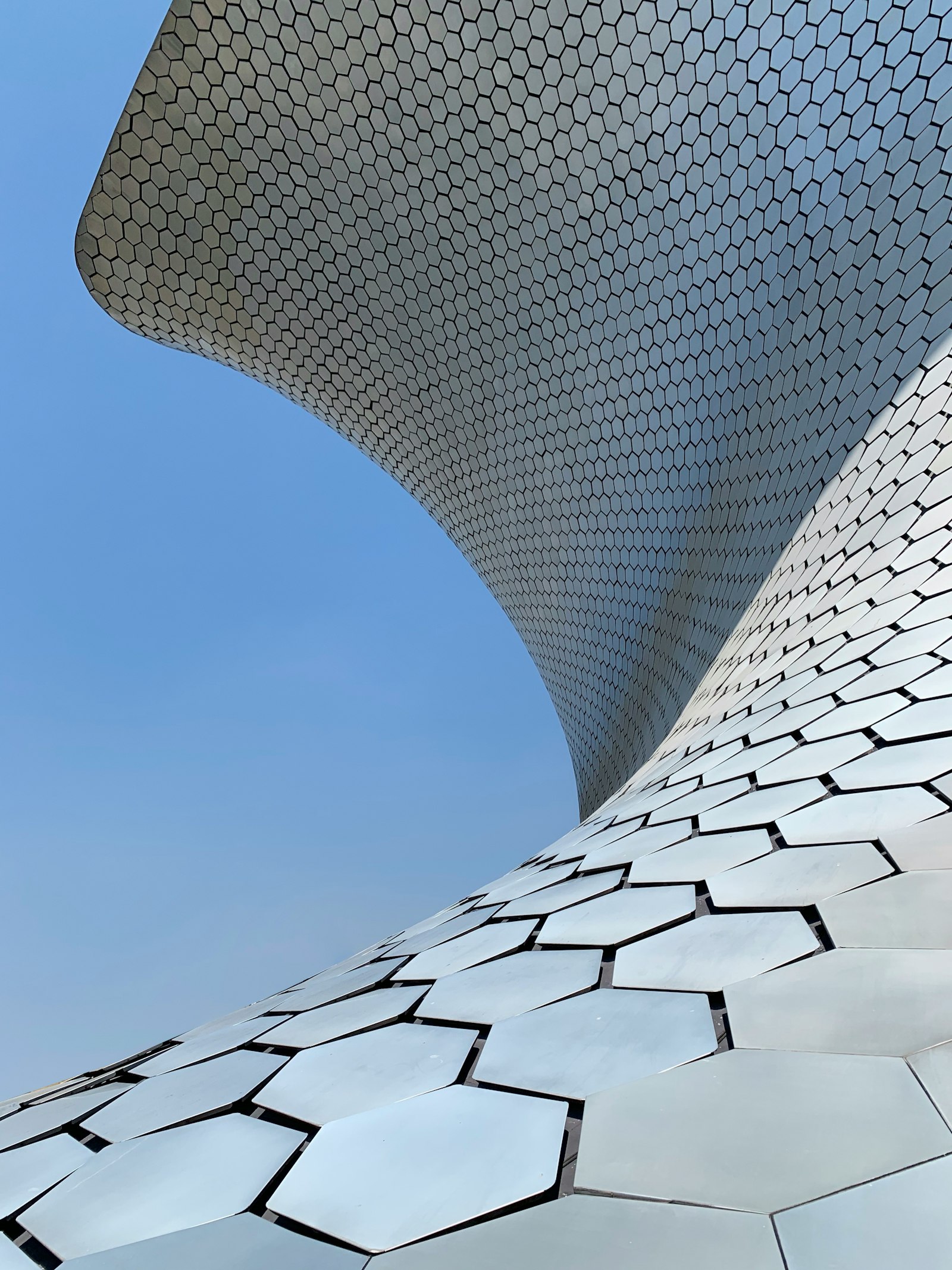 Modern geometric façade in Mexico City
